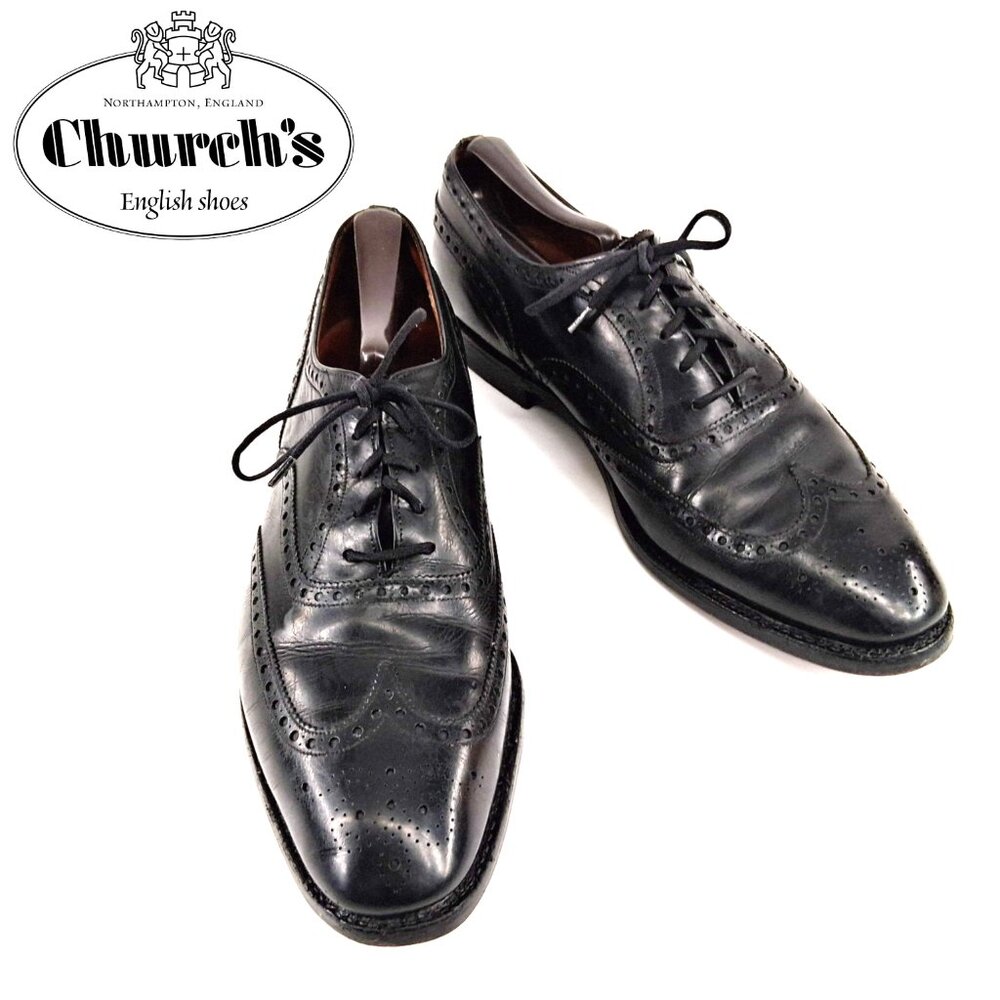 Church’s Custom Grade Black Leather Brogue Oxford Dress Shoes Men’s UK 9 E US 10 - Picture 1 of 13